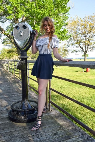 Sailor Off the Shoulder Striped Shirt