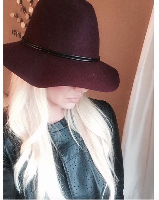 Shannon Lazovski Wears Leather Jacket and Hat